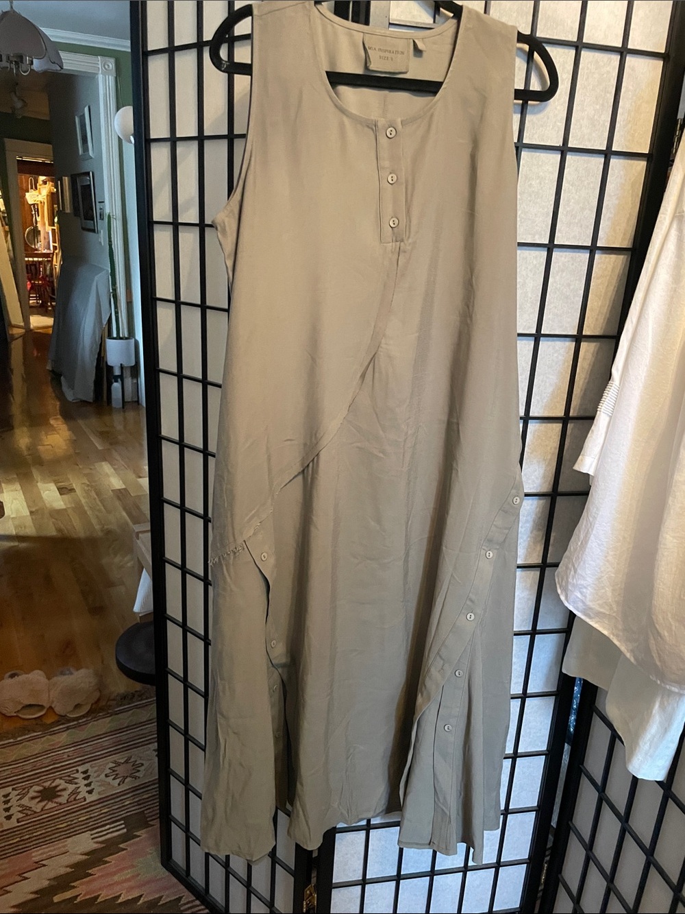 Sleeveless Khaki Long sleeveless Utility Dress
